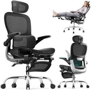 Ergonomic Office Chair，Mesh Seat Cushion with Flip-Up Armrests and 3D Headrest, Adjustable Lumbar Support, SGS Class 4 Gas Clylinder，Black