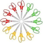 Belle Vous 12 Pack Scissors Multipack - 21cm/8.27 inches Overall Length - Sharp Stainless Steel Blades - Soft Comfort Grip Handles - for Office and Home - Multipurpose Craft Scissors