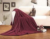 Elegant Comfort Luxury Velvety Softness Fuzzy Plush Micro-Velour Ultra-Soft Blanket, Full/Queen, Burgundy