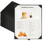 DUPDMKIN Menu Holder 8.5" x 11" Menu Cover 12 Pack Menu Holders Black PU Leather Menu Covers Single Panel Restaurant Menu Covers Elegant Menu Covers for Restaurants, Bars (12 Pack,1 View)