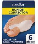 FLEXIFEET Bunion Corrector, Big Toe Straigthener 6Pcs, Separators for Overlapping Toes, Spacers for Women & Men, 0% BPA, Silicone, One-Size