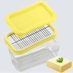 FSONA Butter Cutter Slicer,Easy Cutting Two 4oz Stick Butter Container Dish with Lid for Countertop and Fridge