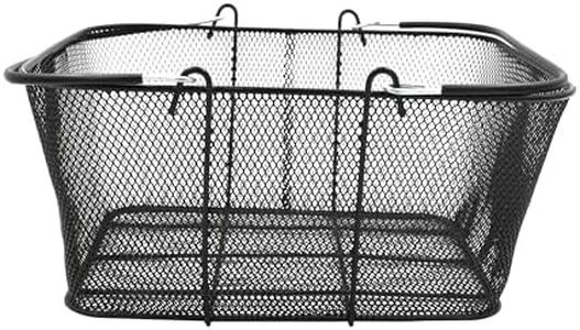 SSWBasics Black Metal Shopping Basket with Handles - 17”W x 12”D x 7”H - Durable and Sleek Grocery Basket for Grocery, Market, Retail, and Thrift Stores - Lightweight, Stackable Shopping Baskets for