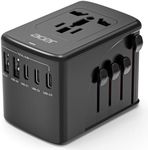 Acer Universal Travel Plug Adapter - International Power Adapter with 5 USB Ports (3 USB C) 5.8A, Worldwide Outlet Charger for USA to European UK France Germany Spain, Type C/E/F/G/I/L/A, Black