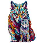 KAAYEE Wooden Jigsaw Puzzles-Wooden Puzzle Adult Unique Shape Advanced Wolf Family Wooden Jigsaw Puzzle for Adult, Family Puzzles 11.8 * 8in 160pcs