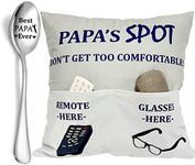 Papa Gifts Grandpa Gifts, 2-Pocket 2-Sided Papa Pillow Covers 18x18 Inch and Engraved Spoon, Fathers Day Birthday Christmas Thanksgiving Day Gifts for Papa Popop Granddad