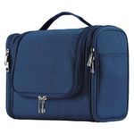 Buruis Large Capacity Toiletry Bag for Women and Men, Hanging Toiletry Organizer Cosmetics Makeup Bag, Water-Resistant Dopp kit Shaving Bag for Full Sized Toiletries, Travel Essentials (Blue)