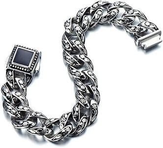 COOLSTEELANDBEYOND Grandes y Pesados, Pulsera de Hombre, Cadena Barbada, Acero Inoxidable, Estilo de Lujo, Estilo Vintage