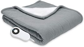 Serta Heated Electric Microfleece and Sherpa Throw - with 5 Setting Controller, 50 x 60, Gray Model 0917