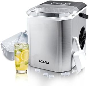AGARO Regal Ice Maker 1.2L Countertop Machine, 9 Cubes in 6 Mins, 2 Bullet Ice Sizes, Portable with Handle, Self-Cleaning Stainless Steel Ice Maker for Home Kitchen & Office (Silver)