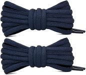 Stepace 2 Pairs Oval Shoe Laces 39"-63" in 13 Colors Half Round 1/4" Athletic Shoelaces for Sport/Running Shoes Shoe Strings-Navy blue-120