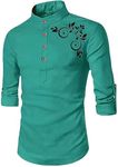 DEELMO Men's Floral Regular Fit Shirt (FLW13_RAMA_Flower_KURTO_38