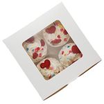 MonYouGe 30-Set Cupcake Boxes Bulk with Clear Display Window Hold 4 Standard Cupcakes, Disposable Food Grade White Cupcake Carrier Cupcake Container, Perfect for Cupcakes Muffins Cookies Pastries