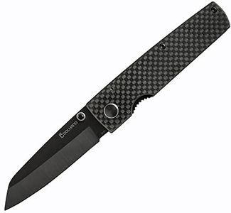Cool Hand 3.87’’ Folding Pocket Knife - 2.75’’ Black Ceramic Sheep Foot Blade, Carbon Fiber Handle & Secure Liner Lock
