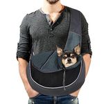 Lyneun 6kg Dog Sling Carrier, Pet carriers for Dogs and Cats, Dog Carrier Hand Free with Adjustable Shoulder Strap, Breathable Mesh Puppy Carrier for Walking Travel Outdoor (Black)