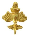 Across The Puddle, Ancient Aliens Jewelry Collection, 24k Gold Plated Pre-Columbian Quimbaya Golden Jet-7 / Ancient Aircraft-7 / Golden Flyer-7 Lapel Pin with Military Clutch