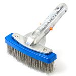 Aquatix Pro Heavy Duty Pool Brush, Durable 5" Swimming Pool Cleaner Brush Best for Tackling Algae & Stubborn Stains, Aluminium Handle & Stainless Steel Bristles, Suitable for Concrete a