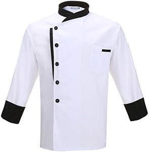 Nanxson Unisex Chef Jacket Men's Chef Coat Restaurant Kitchen Chef Uniform CFM0016 LongWhite L