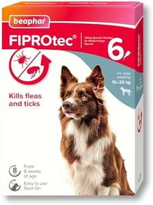 Beaphar - FIPROtec Spot-On Flea & Tick Treatment for Medium Dogs 10-20kg - 6 Pipettes - Kills Fleas & Ticks – Veterinary Medicine - Easy to Apply Monthly - Suitable for Dogs & Puppies from 8 Weeks