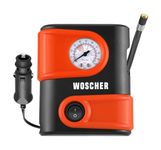 Woscherr Tyre Inflator for Car - 110 psi, 12V DC Portable Air Pump/Compressor with Analog Tyre Pressure Gauge, for Car, Bikes, Bicycles or Any Inflatable with LED Light| 2 Years Warranty