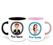 WHATS YOUR KICK® Best Uncle and Best Aunty Inspired Black & Pink Inner Colour Set of 2 Coffee Mug- Uncle Ji, Aunti Ji, Best Couple, Happy Birthday, Relation, Gifts (Best Uncle & Best Aunty)