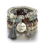 Shining Diva Fashion Latest Stylish Multilayer Bangle Bodhi Bracelet for Women and Girls (rrsd15430b)(Grey)