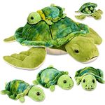 Aoriher 5 Pieces Plush Turtle Set 12 Inch Stuffed Sea Turtle Mom with 4 Little Plush Turtles Soft Plush Stuffed Animal Toys Tortoise Hugging for Birthday Party Favors Easter, Christmas (Cute Style)