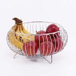 LAPO Stainless Steel Fruit Basket for Dining Table Vegetable Stand Kitchen Potato Tomato Onion Fruits Bowl, Kitchen Basket for Storage Fruit(Nickel Chrome Finish Silver)