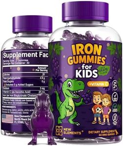 Iron Dinosaur Gummies for Kids with Vitamin C | Sugar-Free, Vegan, Gluten-Free & Non-GMO | Anemia Relief, Energy & Blood Health Support | Grape Flavor, Pectin-Based for Optimal Health