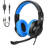 BlueFire 3.5mm PS4 Gaming Headset Bass Stereo Over-Ear Gaming Headphone with Microphone and Volume Control Compatible with PS4, New Xbox One, Xbox One S, Xbox One X, Nintendo Switch, PC（Blue）