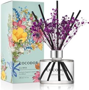 COCODOR Flower Reed Diffuser Set / 200ml / Cashmere Vanilla/Scent Diffuser with Sticks Home Fragrance Reed Diffuser for Bathroom Shelf Décor