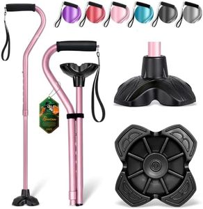BeneCane Walking Cane Adjustable Cane with Offset Soft Cushioned Handle for Men & Women Lightweight Comfortable Extra Stability Base Mobility Aid for Men Women and Seniors Pink