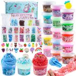 Okaybee 48 FL OZ Big Premade Slime Kit, 18 Pack Slimes Includes 6 Butter Slime, 6 Cloud Slime & 6 Clear Crystal Slime, Slime Party Favors for Kids, 56 Pcs Slime Pack with Jelly Cube Slime Add-ins