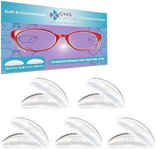 GMS Optical® 1.8mm x 13mm Short Anti-Slip Adhesive Contoured Silicone Eyeglass Nose Pads - Perfect for Kids Glasses and Smaller Plastic Frames - 5 Pair (Clear)