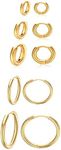 5 Pairs Stainless Steel Gold Hoop Earrings for Women Men Small Hoop Earrings Set Rounded Cute Huggie Earring Studs Hypoallergenic Climb Earrings Set