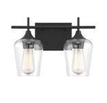 Savoy House 8-4030-2-BK Octave 2-Light Bathroom Vanity Light in a Black Finish with Clear Glass (14" W x 9" H)