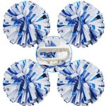 Lovecheer 4PCS Blue and White Pom Poms Cheerleading with Handle Cheer Pom Poms Team Spirits Sports Cheering Squad Dance Training