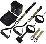 Bodytorc Suspension Trainer, Bodyweight Training Straps for Full Body Workouts at Home, Includes Door Anchor, Extension Arms and Advanced Foot Straps. Green