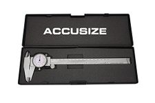 Accusize Industrial Tools 8 Inch/200 mm x 0.001 Inch/0.02 mm Dual Needle Precision Dial Caliper Stainless Steel in Fitted Case, Inch/Metric, P920-S238