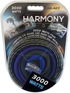 Harmony Audio HA-AK0 Car Stereo Complete 1/0 Gauge 3000W Amp Amplifier Install Kit - Nickel Plated