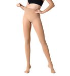 MANZI 1 Pair 70 Denier Women's Tights Stretch Run Resistant Opaque Control Top Tights(1 Suntan, L)