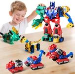 Dimoarch Magnetic Dinosaur Transforming Robot Toys, 6-in-1 Dino Construction Trucks for Kids, Magnetic Car Toys for Boys Girls Age 3 4 5 6 7 8, STEM Educational Christmas Building Gift