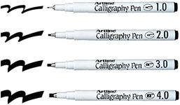 Artline Calligraphy Pen, Black 4 Pack