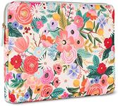 Rifle Paper Co. Laptop Sleeve 14” - Laptop Carrying Case with Padded Exterior, Satin Interior, Metallic Zipper - Floral Laptop Bag for MacBook Pro/Air M2 13 inch, HP, Asus, Dell - Garden Party Blush