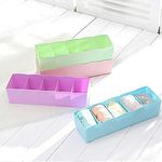 LEAWALL Multipurpose Plastic Drawer Organizer, Dividers, Closet Storage Box (Set of 4, Multicolour, L - 26.5 x W - 8.5 x H - 6.5 cm)