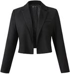 Beninos Womens Long Sleeve Open Front Crop Blazer Jacket (806 Black, L)