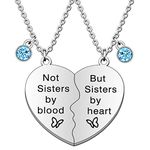 TTOVEN Sister Necklace For 2 Friendship Gifts Broken Heart For Women Birthday Christmas Jewelry Gifts - Not sisters by blood But Sisters By heart