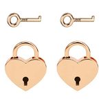 2Pcs Golden Heart Shaped Padlock,VerRich Mini Lock with Key for Handbag,Jewelry Box, Storage Box, Diary Book