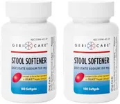 GeriCare Docusate Sodium Stool Softener - 100mg Gentle Stimulant Laxative Softgels for Men & Women- Constipation Relief - Adults Daily Bowel Movement Laxative (Pack of 2)