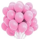 Prextex 75 Pink Party Balloons - 12-Inch Pink Balloons with Matching Colour Ribbon for Weddings, Baby Showers, Birthdays, Arch Décor - Helium Quality